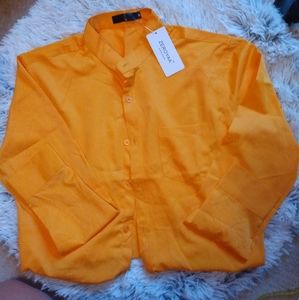 Mens Zeroyaa Goldish Button Down Long Sleeve Shirt (NEW )